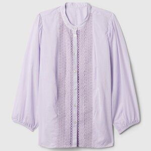 GAP Cotton Lace Shirt Orchid Petal Purple Size Small Tall